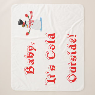 Cold Outdoor Snowman Sherpa Blanket Sherpadecke