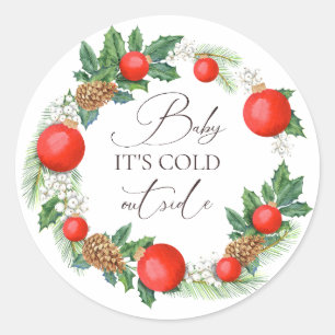 Cold Outdoor Weihnachtsbad Winter Baby Dusche Runder Aufkleber