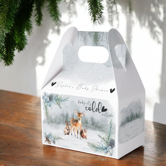 Cold Outdoor Winter Animals Moderne Babydusche Geschenkschachtel (Von Creator hochgeladen)