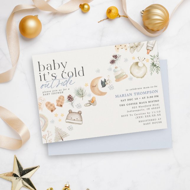 Cold Outdoor Winter Baby Shower Boy Einladung (Von Creator hochgeladen)