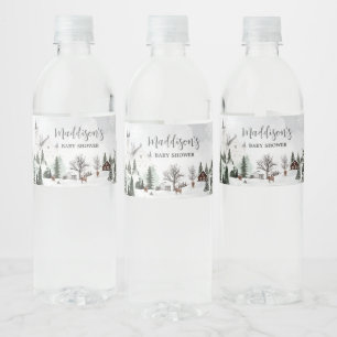 Cold Outdoor Winter Wonderland Baby Dusche Wasserflaschenetikett