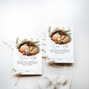 Cold Outdoor Woodland Bären Winter Diaper Raffle Begleitkarte