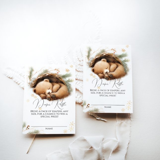 Cold Outdoor Woodland Bären Winter Diaper Raffle Begleitkarte (Von Creator hochgeladen)