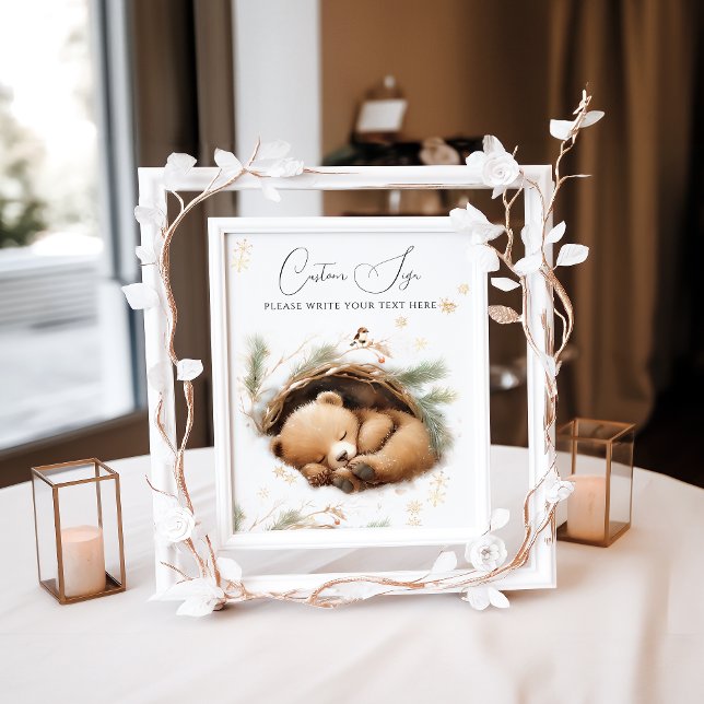 Cold Outdoor Woodland Bear Winter Baby Dusche Poster (Von Creator hochgeladen)