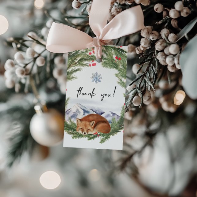 Cold Outdoor Woodland Fox Winter Baby Dusche Geschenkanhänger (Cold Outside Woodland Fox Winter Baby Shower Gift Tags)