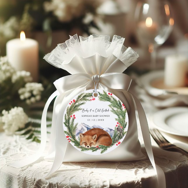 Cold Outdoor Woodland Fox Winter Baby Dusche Geschenkanhänger (Cold Outside Woodland Fox Winter Baby Shower Favor Tags)