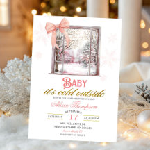 Cold Outside Blush Pink Window Girl Baby Shower
