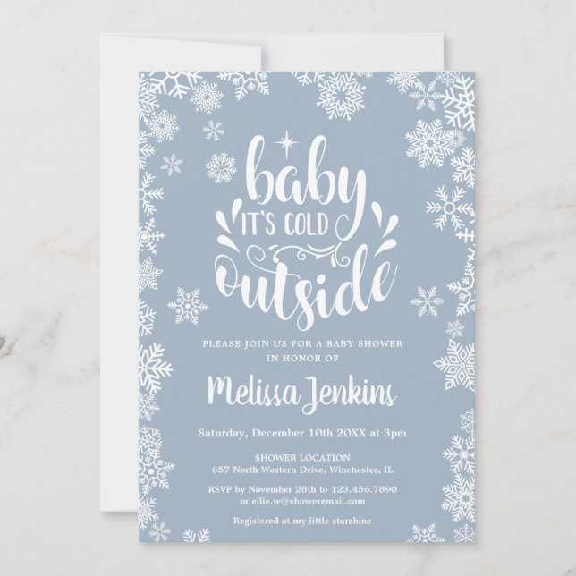 Cold Outside Boy Winter Baby Shower All In One Einladung (Vorderseite)