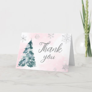 Cold Outside Pink Winter Baby Dusche Dankeskarte