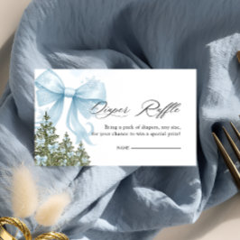 Cold Outside Winter Blue Bow Diaper Raffle Begleitkarte