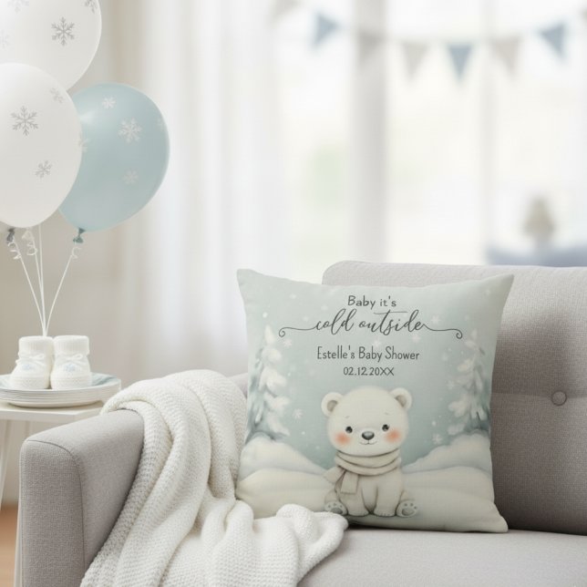 Cold Outside Winter Gender Neutral Baby Shower Kissen (Von Creator hochgeladen)