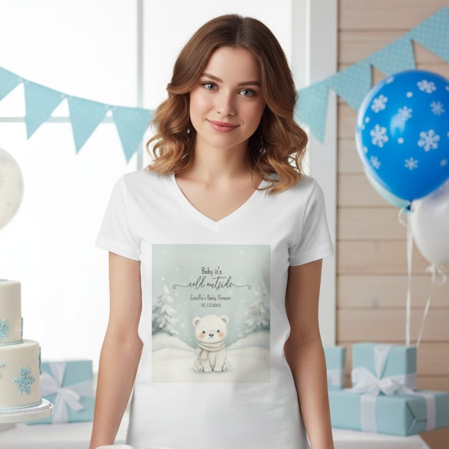 Cold Outside Winter Gender Neutral Baby Shower T-Shirt (Von Creator hochgeladen)