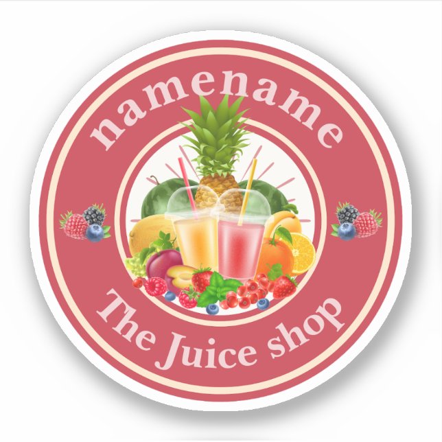 Cold Pressed Juice Smoothies Obstshop Logo Aufkleber (Vorderseite)