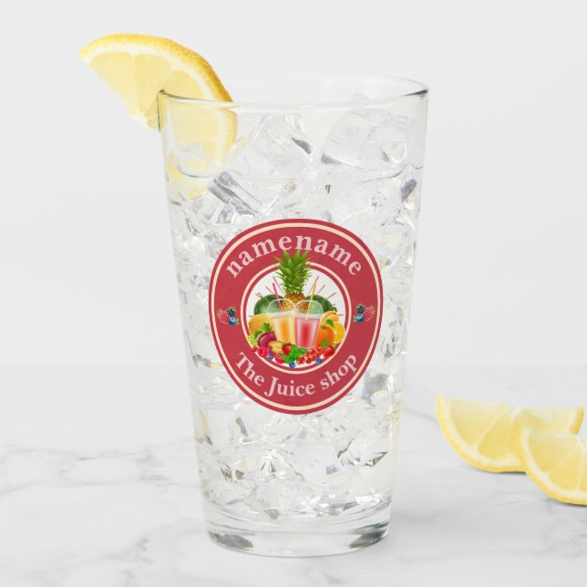 Cold Pressed Juice Smoothies Obstshop Logo Glas (Vorderseite Ice)