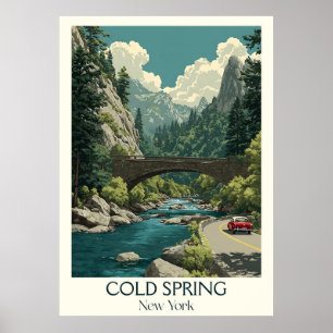 Cold Spring New York Vintag Mountain River Art Poster