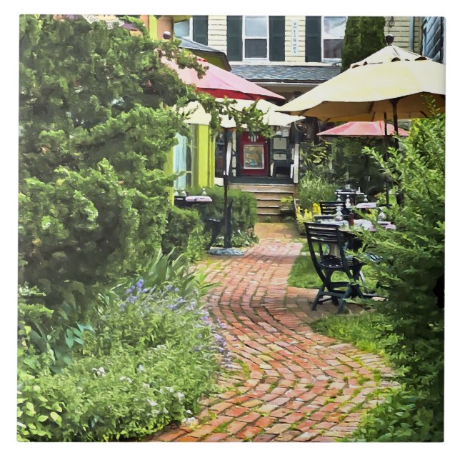 Cold Spring NY - Essen im Freien auf dem Innenhof Fliese (Vorderseite)