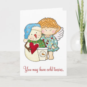Cold Toe & Warm Herz Winter Angel & Snowman Card Feiertagskarte