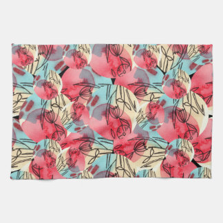Cold Warm Watercolor Floral Geometric Geschirrtuch