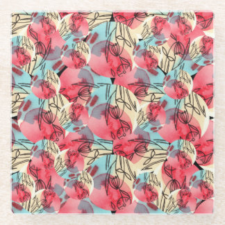 Cold Warm Watercolor Floral Geometric Glasuntersetzer