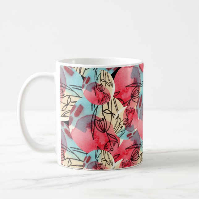 Cold Warm Watercolor Floral Geometric Kaffeetasse (Links)