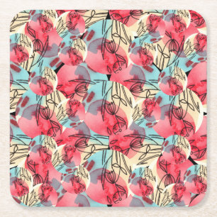 Cold Warm Watercolor Floral Geometric Rechteckiger Pappuntersetzer