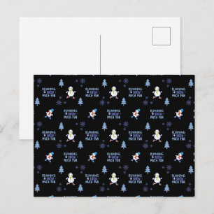 Cold Weather Running Christmas Snowman Postkarte