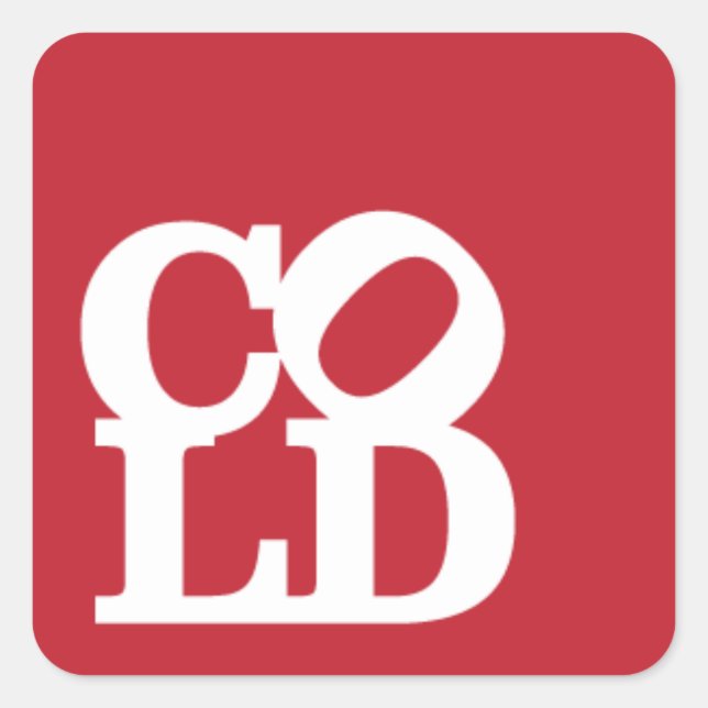 Cold - White on Red Quadratischer Aufkleber (Vorderseite)