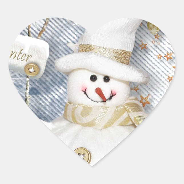 Cold Winter Snowman Herz-Aufkleber (Vorderseite)