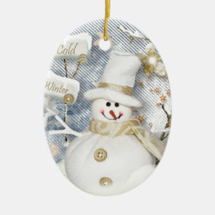 Cold Winter Snowman Keramik Ornament