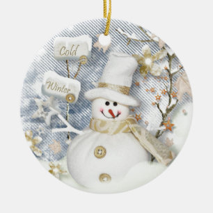 Cold Winter Snowman Keramikornament