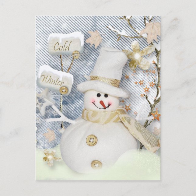 Cold Winter Snowman Postkarte (Vorderseite)