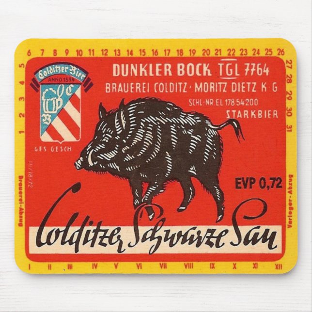 Colditzer Schwarze Sau Mousepad (Vorne)