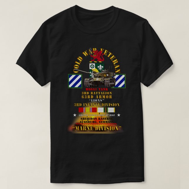 ColdVet 3rd Bn 63rd Armor 3rd Inf Div Augsberg FRG T-Shirt (Design vorne)
