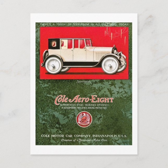 Cole Aero-Aight Vintage Car Ad Postkarte (Vorderseite)