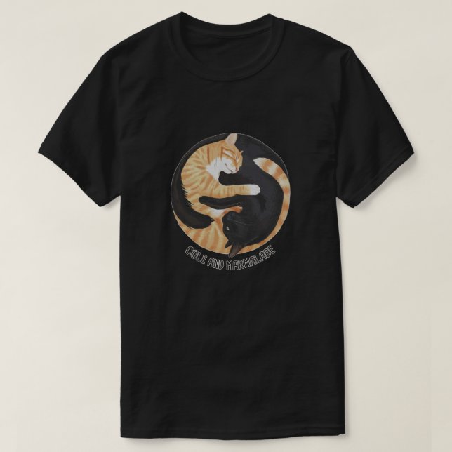 Cole and Marmalade Cats yin Yang Lover Black Gift T-Shirt (Design vorne)