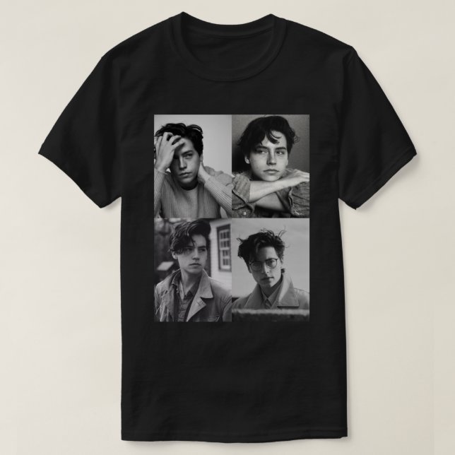 Cole Sprouse Collage B&W T-Shirt (Design vorne)