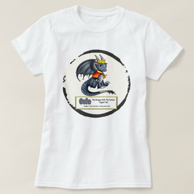 Cole the Carbon Elemental Dragon T-Shirt (Design vorne)