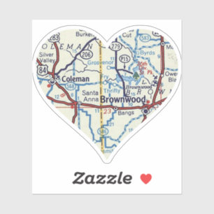 Coleman and Brownwood TX Map Aufkleber