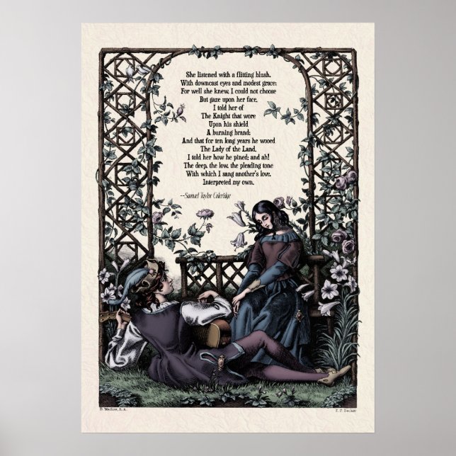 Coleridge "Liebe" Viktorianische Dichtung Art 20x2 Poster (Vorne)
