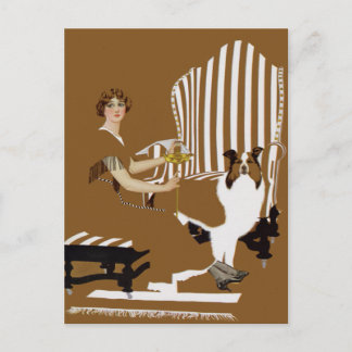 Coles Phillips Fadeaway Frau mit Collie Postkarte