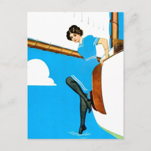 Coles Phillips "Fadeaway Girl" Art "Blue Sailing" Postkarte
