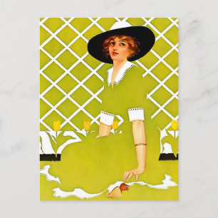 Coles Phillips ‘Fadeaway Girl’ “Frühlingsgarten" Postkarte