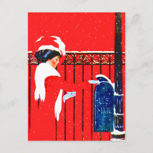 Coles Phillips Fadeaway Girl - White Christmas Feiertagspostkarte