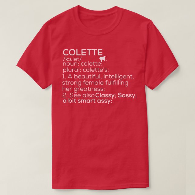Colette Name Colette Definition Colette T-Shirt (Design vorne)