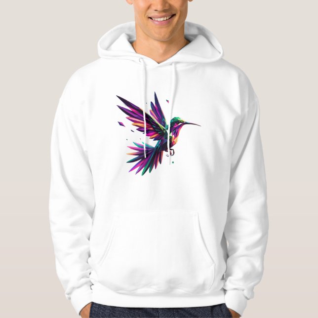 Colibrí Arcoíris Geométrico – Arte Moderno Vibrant Hoodie (Vorderseite)