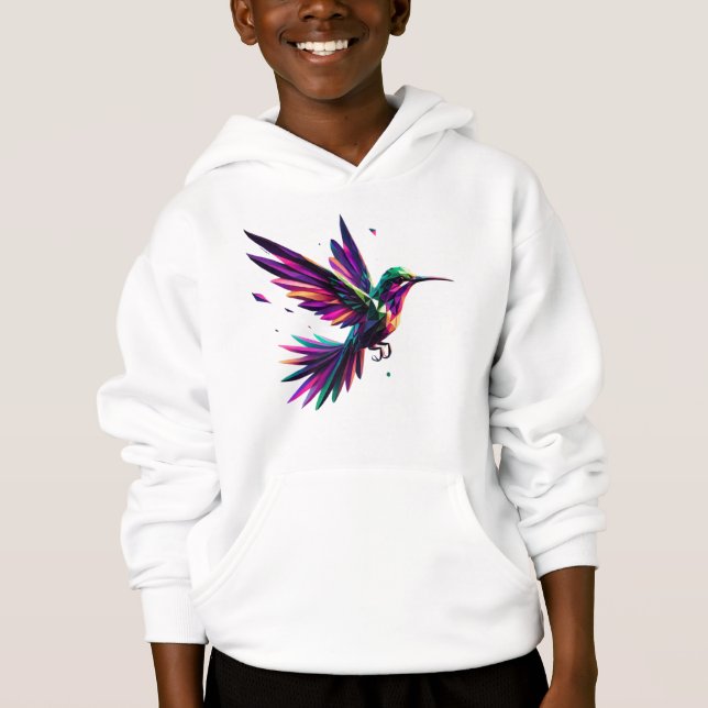 Colibrí Arcoíris Geométrico – Arte Moderno Vibrant Hoodie (Vorderseite)