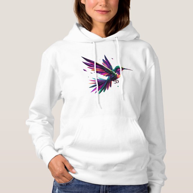 Colibrí Arcoíris Geométrico – Arte Moderno Vibrant Hoodie (Vorderseite)