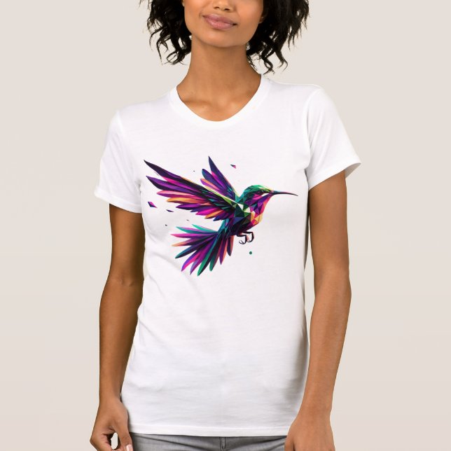 Colibrí Arcoíris Geométrico – Arte Moderno Vibrant T-Shirt (Vorderseite)