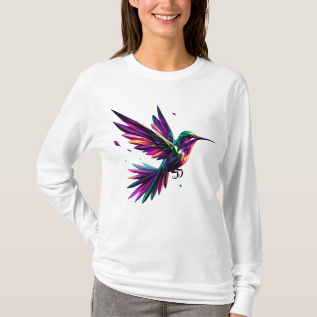 Colibrí Arcoíris Geométrico – Arte Moderno Vibrant T-Shirt (Vorderseite)