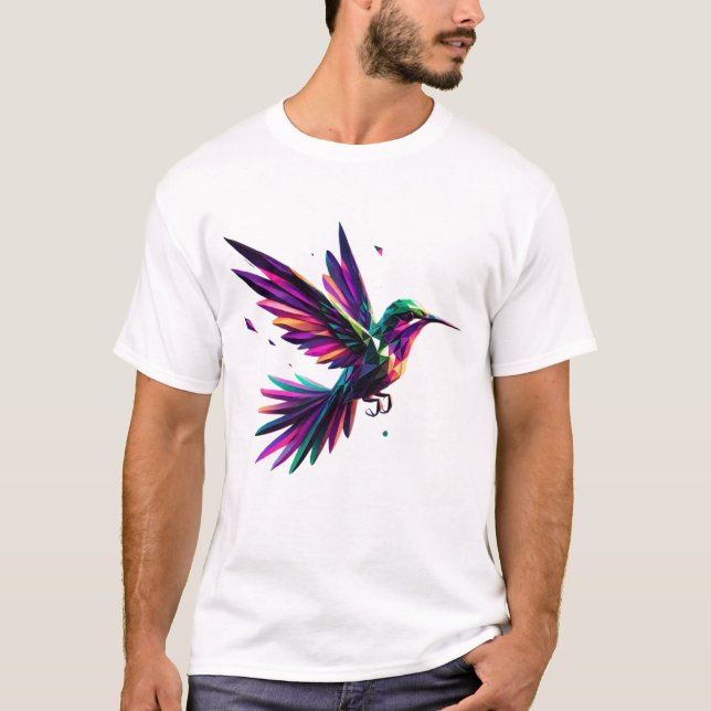 Colibrí Arcoíris Geométrico – Arte Moderno Vibrant T-Shirt (Vorderseite)